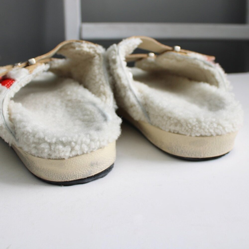 Hidnander Women's SUNDL Shearling Caramel Tan Red Sandals Size 41 EU / 10 US - Picture 7 of 11